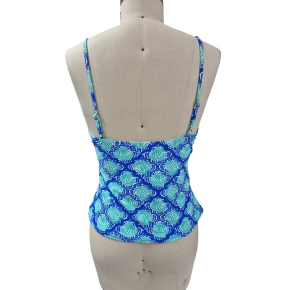 Stella Parker Collection 2 pc Tankini Blue/Green Shell Pattern Sz L - Picture 3 of 7